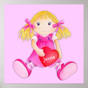 Poster Filles de poupée en tissu fantaisiste ajoutez votr