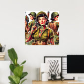 Poster Filles de soldat rétro (Bureau à domicile)