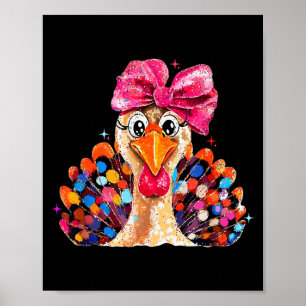 Poster Filles de Thanksgiving, Dinde Coquette Drôle Femme