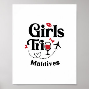 Poster Filles de vin mignonnes Voyage aux Maldives Vacanc