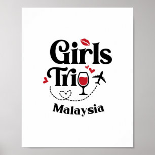 Poster Filles de vin mignonnes Voyage en Malaisie Vacance
