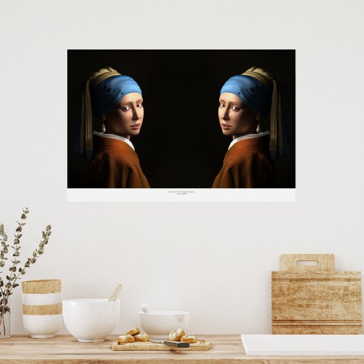 POSTER FILLES DOUCES AVEC UN OREILLANT DE PERLE (Cuisine)