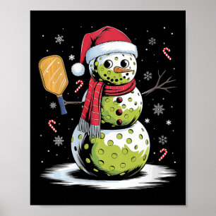 Poster Filles Drôle Pickleball Snowman Santa Hat Xmas Coo