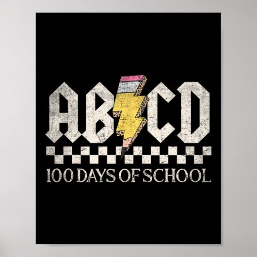 Poster Filles Enseignants Rock 100 Jours De L'École Abcd (Devant)