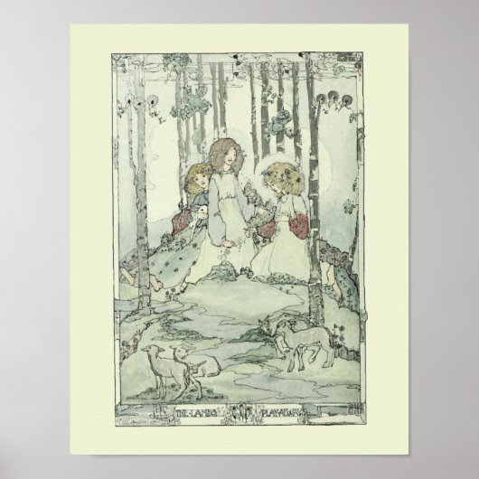 Poster Filles et agneaux de Jessie Marion King (Devant)