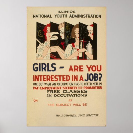 Poster Filles - Êtes-Vous Intéressé Par Un Emploi WPA Vin (Devant)