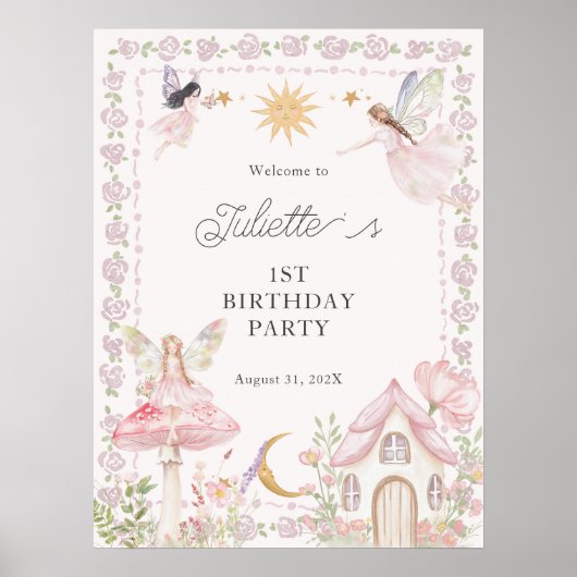 Poster Filles Fairy Garden Anniversaire (Devant)