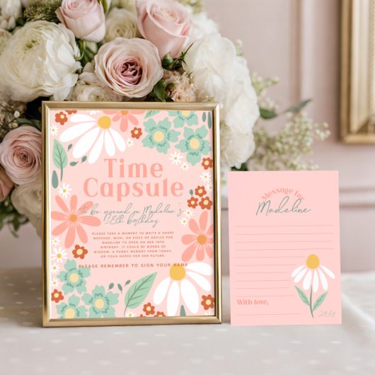 Poster Filles Fleur sauvage Daisy Photo Anniversaire Affi