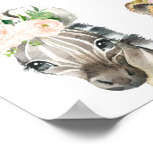 Poster Filles Floral Foliage Safari Anniversaire Bienvenu (Coin)