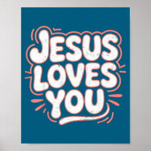 Poster Filles Jésus aime rose chrétien tout-petit