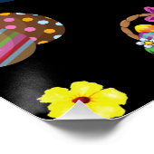 Poster Filles Karate Joyeux Décor de Pâques (Coin)