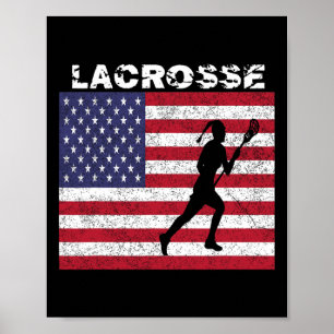 Poster Filles Lacrosse Usa Drapeau T Chemise Perdue Vinta