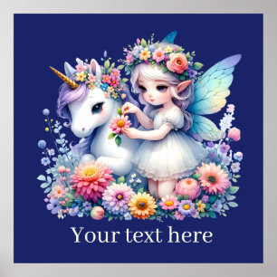 Poster filles licorn Fairy imaginaire ajouter un message
