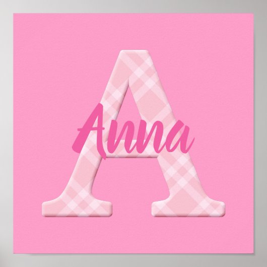 Poster Filles Nom Lettre personnalisée A (Devant)