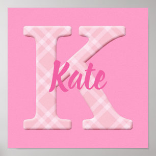 Poster Filles Nom Lettre personnalisée Plaid K