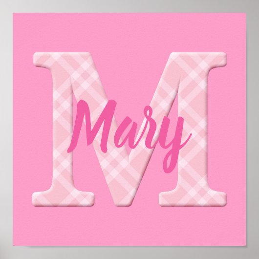 Poster Filles Nom Lettre personnalisée Plaid M (Devant)