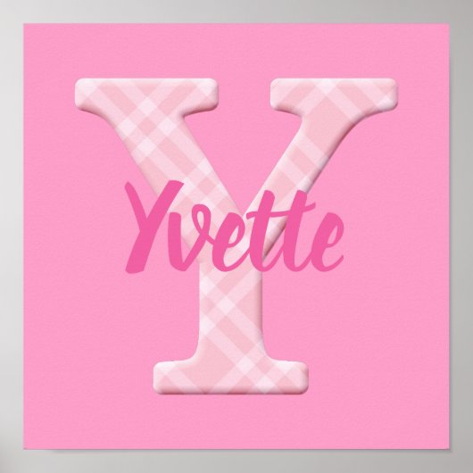 Poster Filles Nom Lettre personnalisée plaid Y (Devant)
