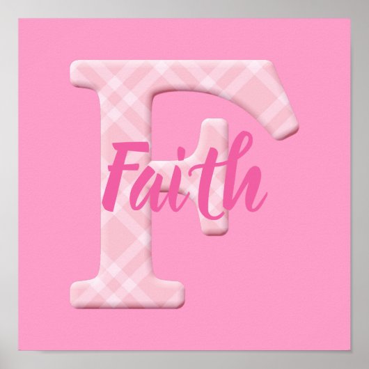 Poster Filles Nom Lettre Plaid F personnalisée (Devant)