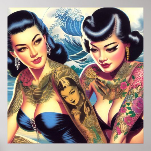 Poster Filles Orientales tatouées (Devant)