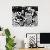 Poster Filles ramassant des grenouilles, années 1940 (Bureau à domicile)