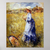 Poster Filles Rassembler Fleurs Art par Renoir Imprimer (Devant)