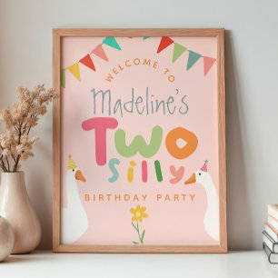 Poster Filles Rose Deux Oie Idiote Bienvenue 2ème Anniver
