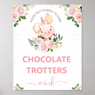 Poster Filles Rose Floral Cette Petite Fête D'Anniversair