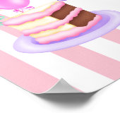 Poster Filles rose gâteau d'anniversaire et ballon person (Coin)