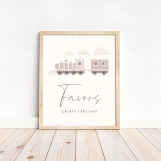 Poster Filles roses Train Anniversaire Faveurs Panneau de