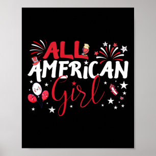 Poster Filles tout américain pour les filles de la fête d