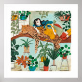 Poster Filles vertes élégantes tropicales Léopard jungle (Devant)