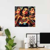 Poster Filles vintages (Bureau à domicile)