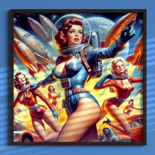 Poster Filles vintages en Sci-Fi