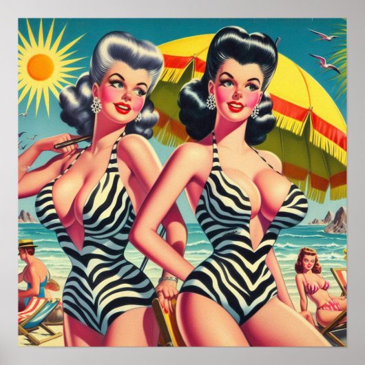 Poster Filles Zebra vintages (Devant)