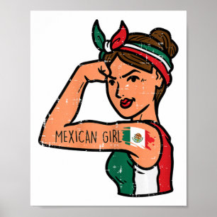 Poster Fillette Mexicaine Mujer Rosie Riveter Cinco De Ma