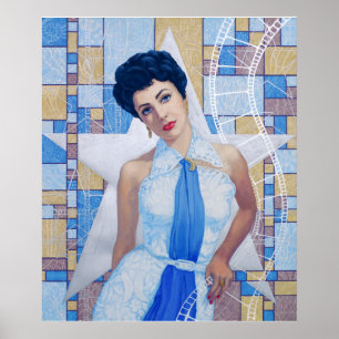 Poster Film Star Actrice Vieux Hollywood portrait d'art