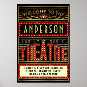 Poster Film Theatre Marquee Home Cinéma Nom 20 x 30
