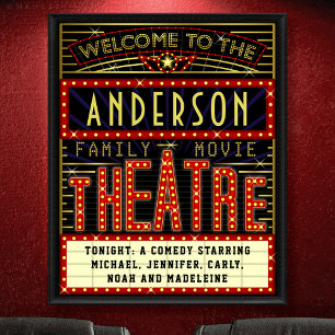 Poster Film Theatre Marquee Home Cinéma Nom personnalis