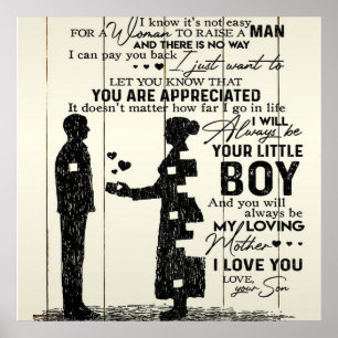 Poster Fils à ma mère lettre, cadeau spécial à maman