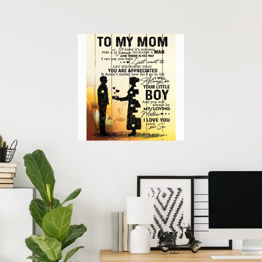 Poster Fils à ma mère présent | Cadeau mignon pour maman (Bureau à domicile)