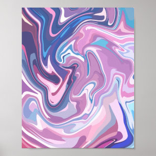 Poster Fils Abstraits apaisants en rose pastel et bleu