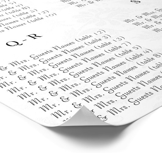 Poster Fils Damas Noir & Blanc Hot Rose (Coin)