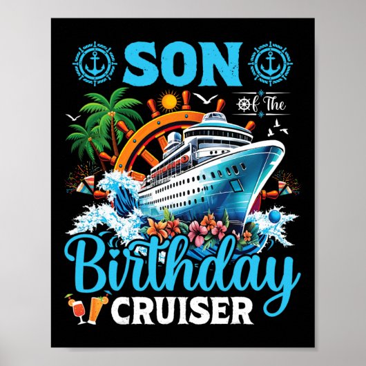 Poster Fils du bateau de croisière d'anniversaire d'anniv (Devant)