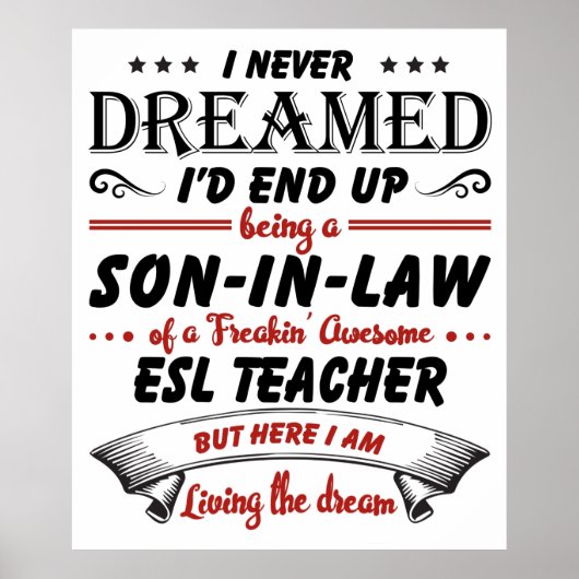 Poster Fils En Droit De L'Enseignant Awesome ESL (Devant)