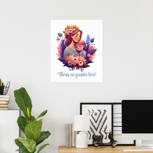 Poster Fils et mère heureux Fête des mères (Bureau à domicile)