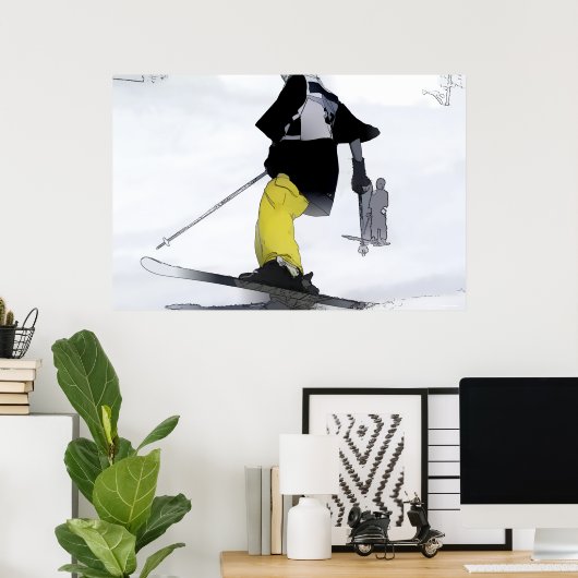 Poster Fin de la course de ski (Bureau à domicile)