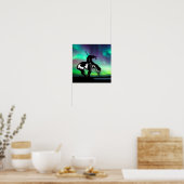 Poster Fin de la Silhouette du sentier avec aurores boréa (Cuisine)