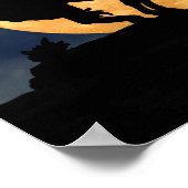 Poster Fin de la Silhouette du sentier avec Pleine lune (Coin)