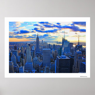 Poster Fin de l'après-midi NYC Skyline à l'approche du co