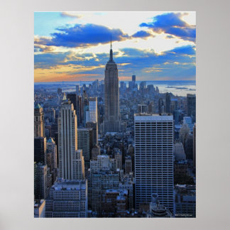 Poster Fin de l'après-midi NYC Skyline à l'approche du co